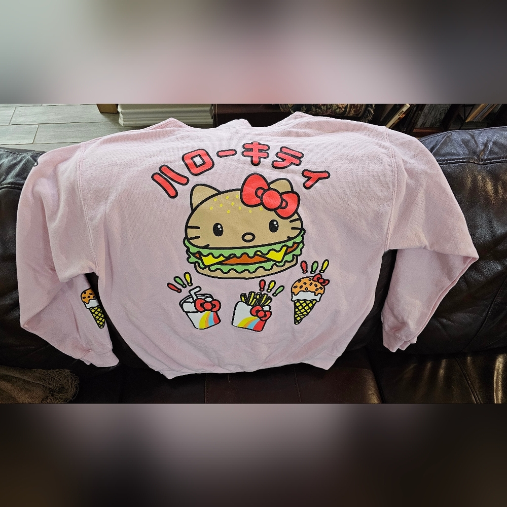 Sanrio Hello Kitty Pink Graphic Hoodie Hotdog Fast Foodie Edition Size Large EUC - Picture 6 of 12
